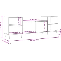 vidaXL Mueble para TV madera contrachapada gris hormigón 160x35x55 cm Gris hormigón New
