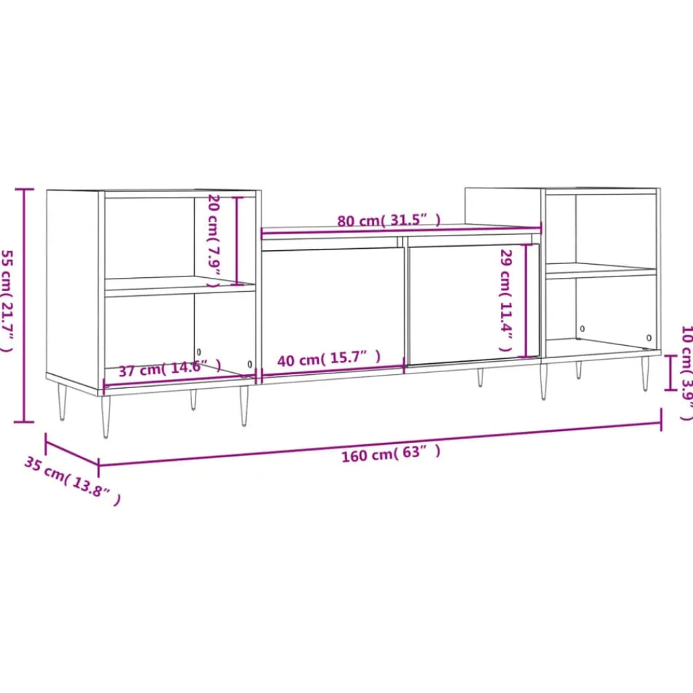 vidaXL Mueble para TV madera contrachapada gris hormigón 160x35x55 cm Gris hormigón New