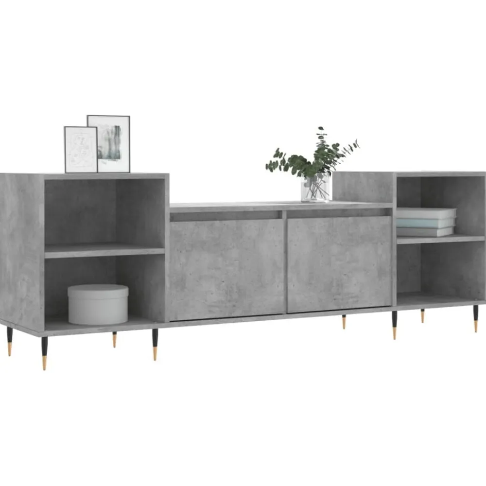 vidaXL Mueble para TV madera contrachapada gris hormigón 160x35x55 cm Gris hormigón New