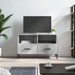 vidaXL Mueble para TV madera contrachapada gris hormigón 80x36x50 cm Gris hormig&oacute;n Clearance