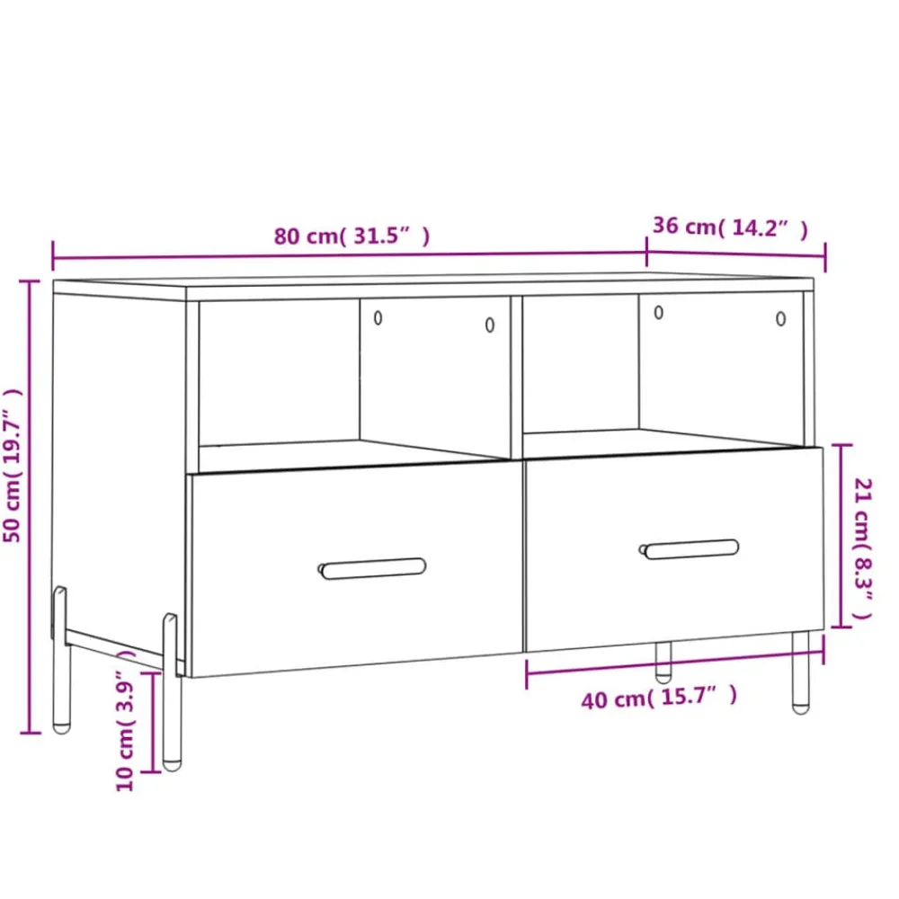 vidaXL Mueble para TV madera contrachapada gris hormigón 80x36x50 cm Gris hormigón Clearance