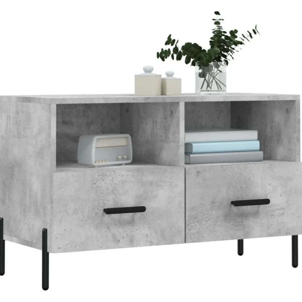 vidaXL Mueble para TV madera contrachapada gris hormigón 80x36x50 cm Gris hormigón Clearance
