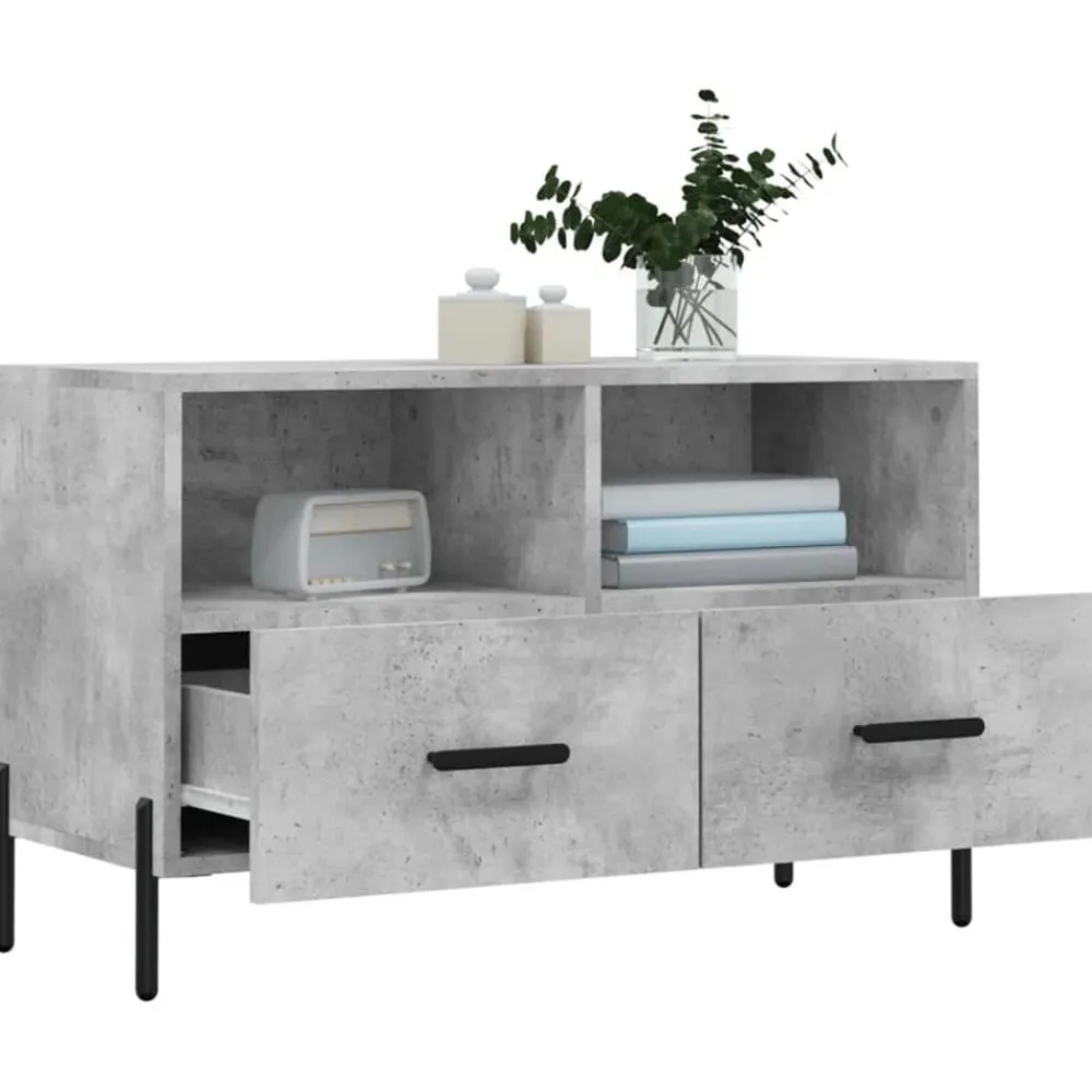 vidaXL Mueble para TV madera contrachapada gris hormigón 80x36x50 cm Gris hormigón Clearance