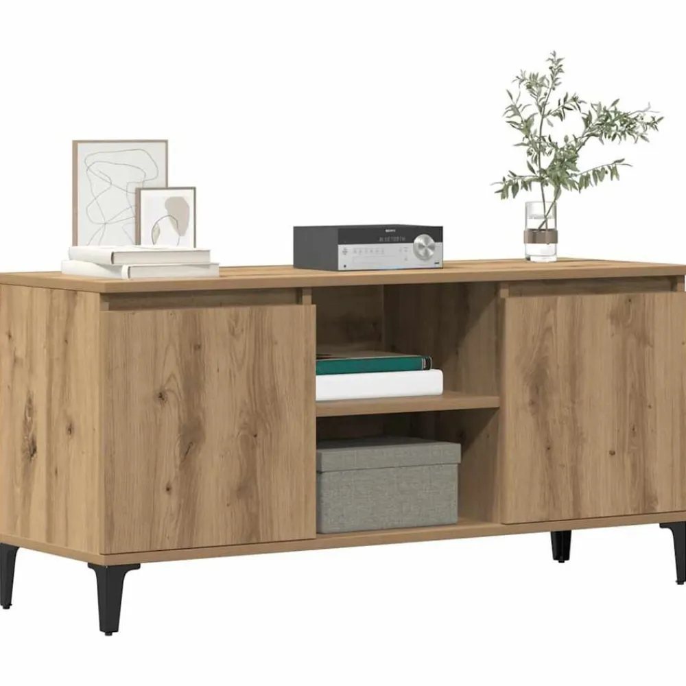 vidaXL Mueble para TV madera de ingeniería 102x35x50 cm Roble artisan Discount