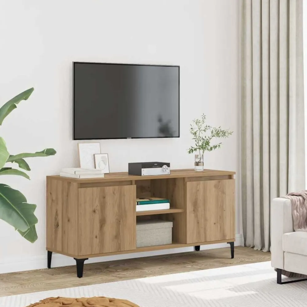 vidaXL Mueble para TV madera de ingeniería 102x35x50 cm Roble artisan Discount