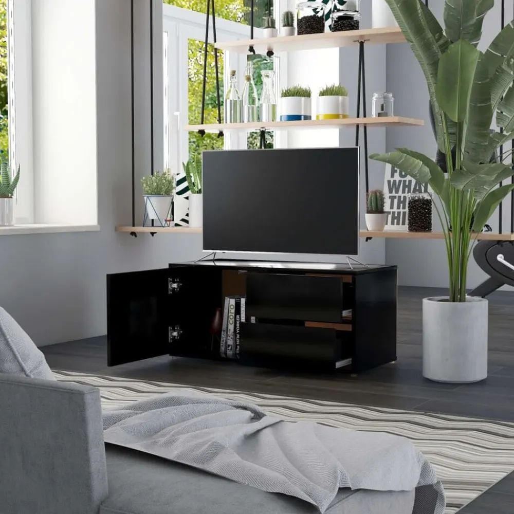 vidaXL Mueble para TV madera contrachapada 80x34x36 cm Negro Best