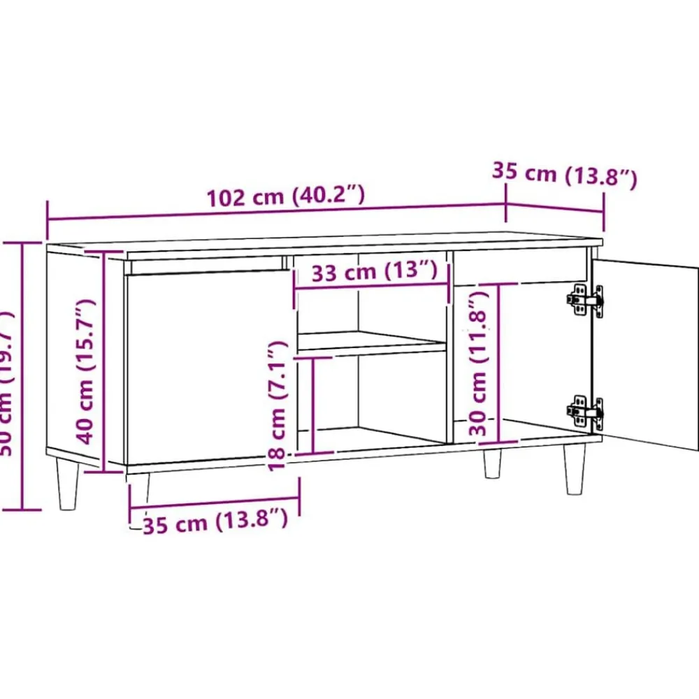 vidaXL Muebles Tv-Mueble para TV madera de ingeniería 102x35x50 cm
