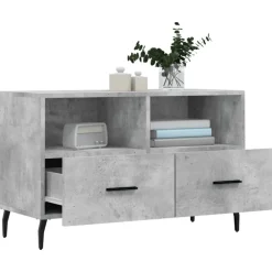 vidaXL Muebles Tv-Mueble para TV madera contrachapada gris hormigón 80x36x50 cm