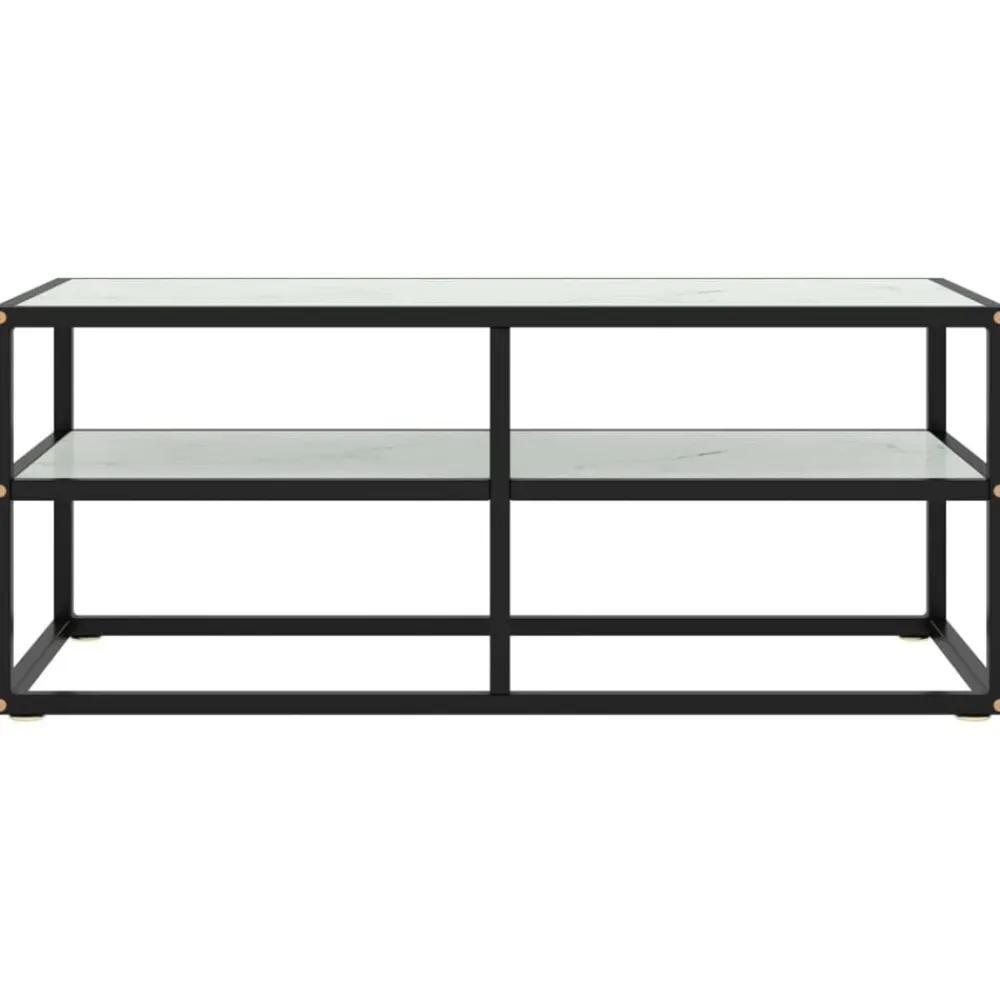 vidaXL Mueble para TV negro con vidrio de mármol 100x40x40 cm Blanco Discount