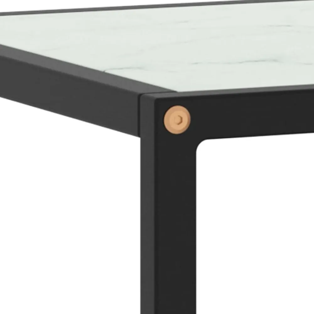 vidaXL Mueble para TV negro con vidrio de mármol 100x40x40 cm Blanco Discount
