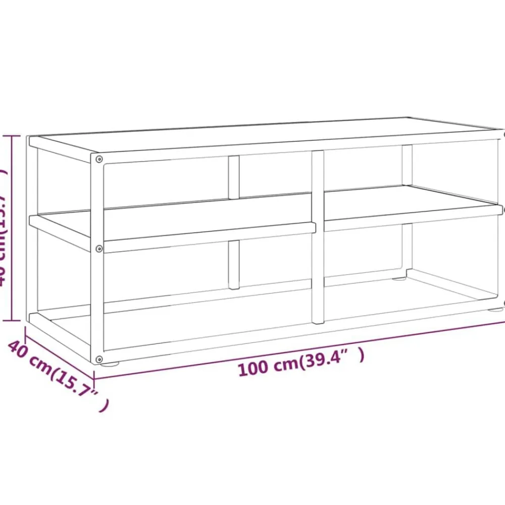 vidaXL Mueble para TV negro con vidrio de mármol 100x40x40 cm Blanco Discount