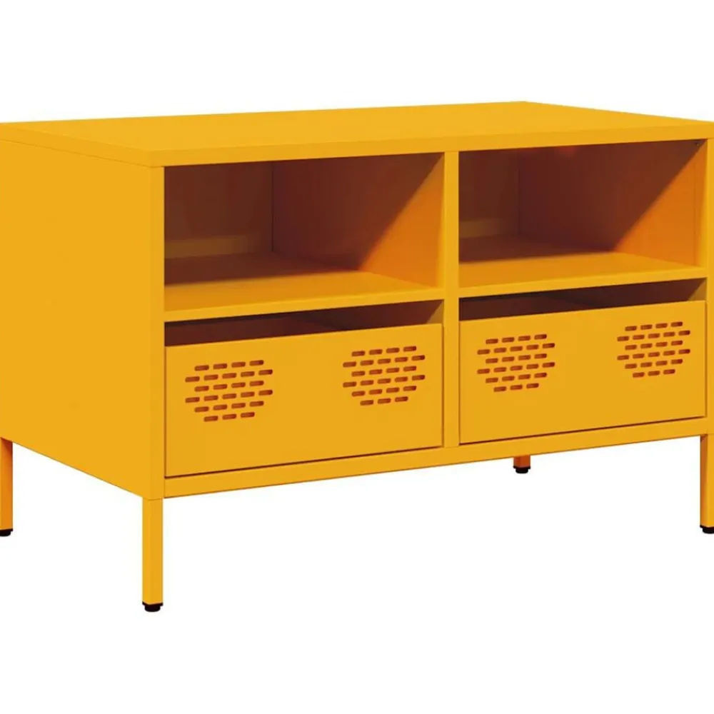 vidaXL Mueble TV acero laminado en frío 68x39x43,5 cm Amarillo mostaza Outlet