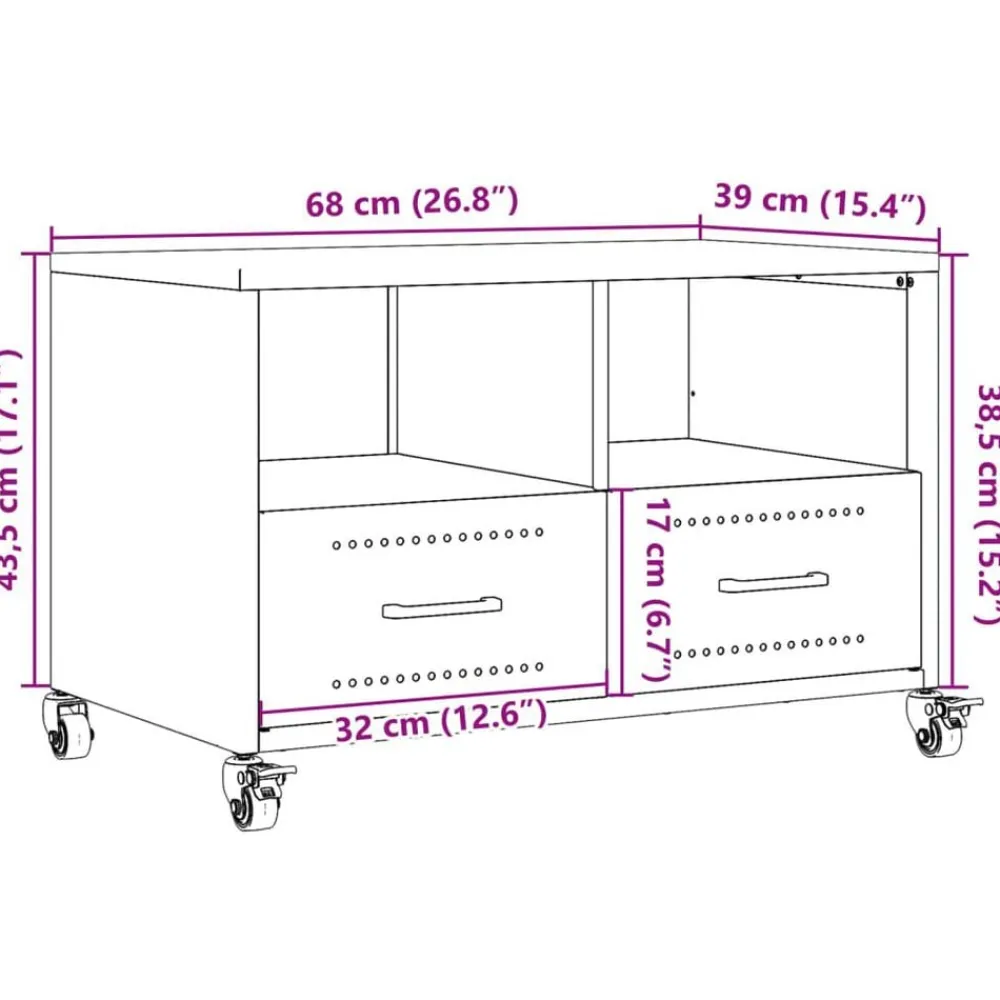 vidaXL Muebles Tv-Mueble TV acero laminado en frío mostaza 68x39x43,5 cm