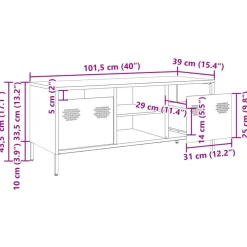 vidaXL Mueble TV acero laminado en frío 101,5x39x43,5 cm Verde oliva Best