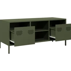 vidaXL Mueble TV acero laminado en frío 101,5x39x43,5 cm Verde oliva Best