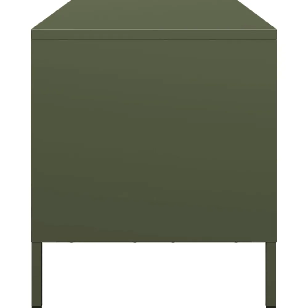 vidaXL Mueble TV acero laminado en frío 101,5x39x43,5 cm Verde oliva Best