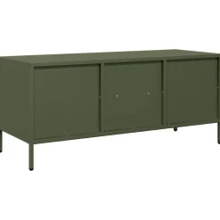 vidaXL Mueble TV acero laminado en frío 101,5x39x43,5 cm Verde oliva Best