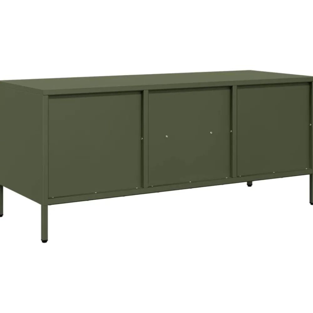 vidaXL Mueble TV acero laminado en frío 101,5x39x43,5 cm Verde oliva Best