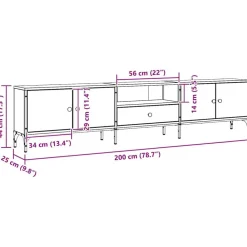 vidaXL Mueble TV cajón madera ingeniería roble artesanal 200x25x44 cm Roble artisan Outlet