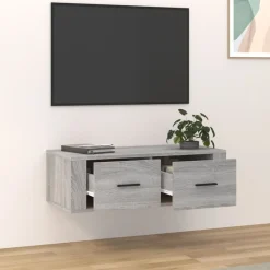 vidaXL Mueble TV colgante madera contrachapada 80x36x25 cm Gris sonoma Outlet