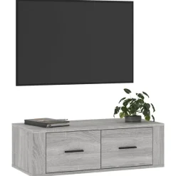 vidaXL Mueble TV colgante madera contrachapada 80x36x25 cm Gris sonoma Outlet