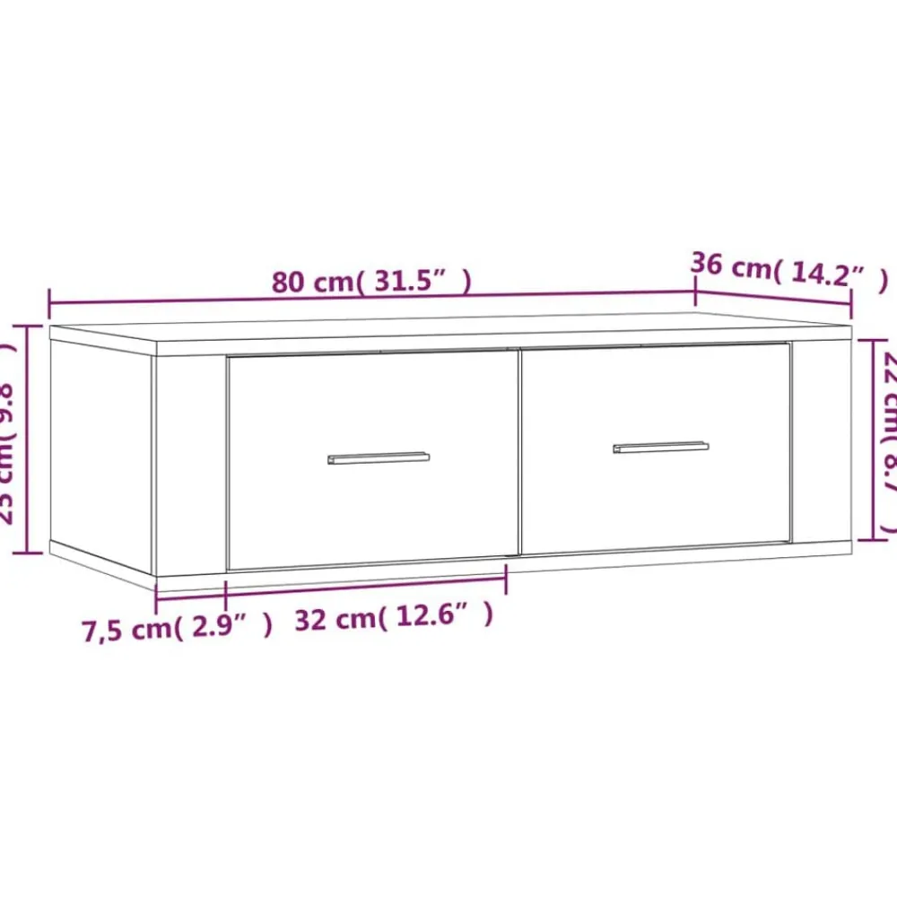 vidaXL Mueble TV colgante madera contrachapada 80x36x25 cm Gris sonoma Outlet