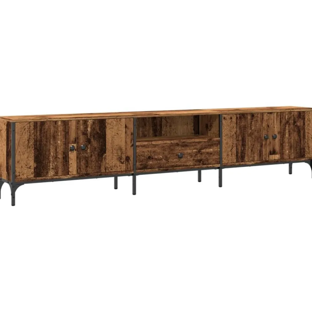 vidaXL Muebles Tv-Mueble TV con cajón madera ingeniería envejecida 200x25x44 cm