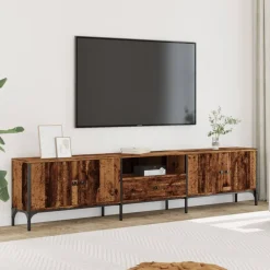 vidaXL Muebles Tv-Mueble TV con cajón madera ingeniería envejecida 200x25x44 cm