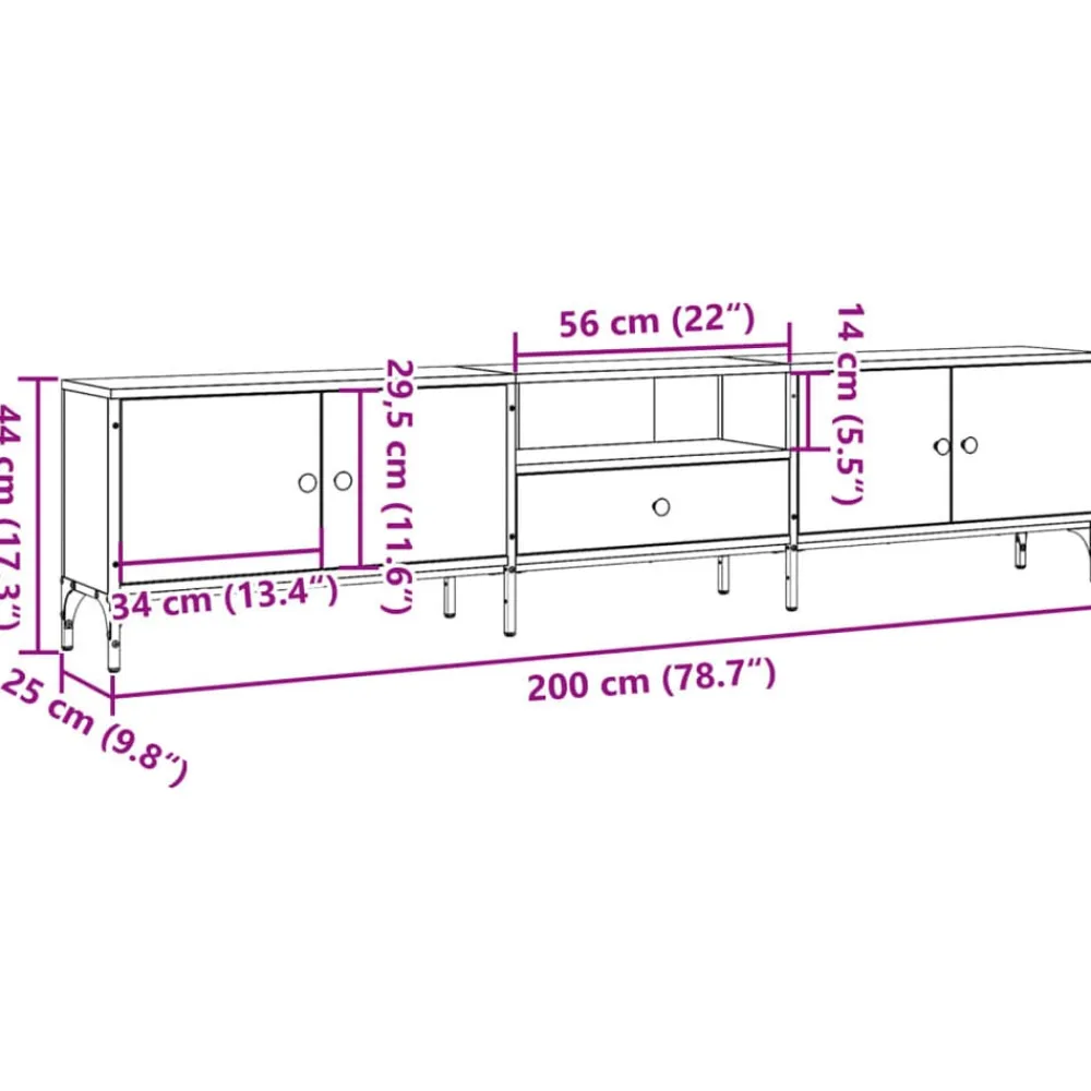 vidaXL Muebles Tv-Mueble TV con cajón madera ingeniería envejecida 200x25x44 cm