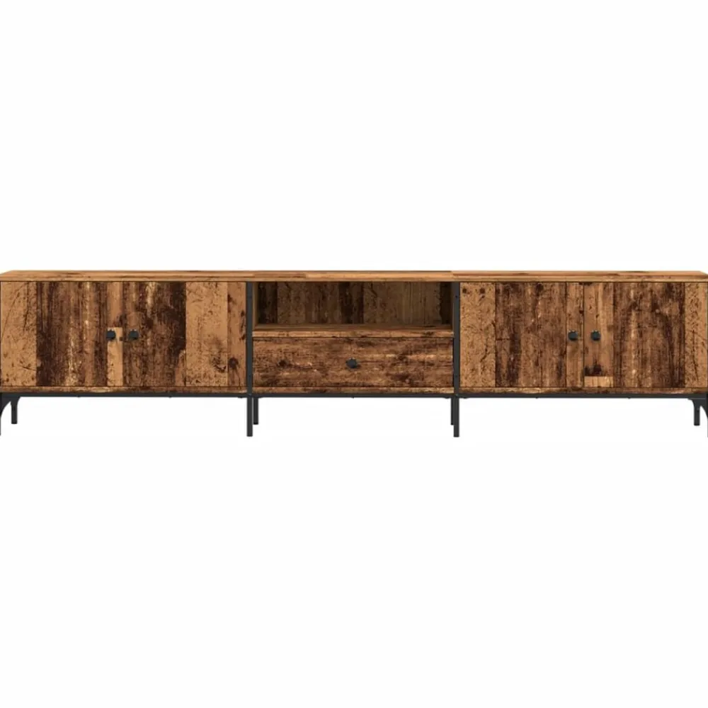 vidaXL Muebles Tv-Mueble TV con cajón madera ingeniería envejecida 200x25x44 cm