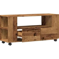 vidaXL Mueble TV con ruedas madera ingeniería envejecida 102x34,5x43cm Madera antigua Sale