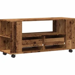vidaXL Mueble TV con ruedas madera ingeniería envejecida 102x34,5x43cm Madera antigua Sale