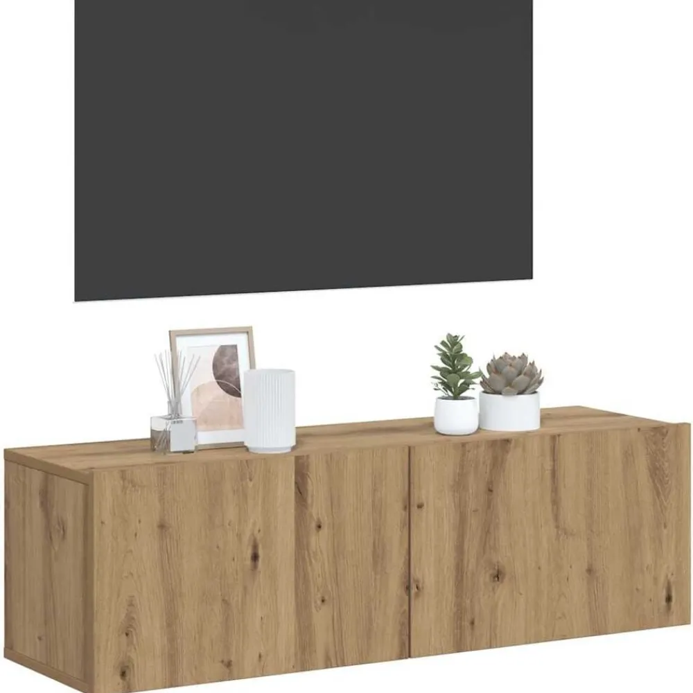 vidaXL Mueble TV de pared madera ingeniería 80x30x30 cm Roble artisan Discount