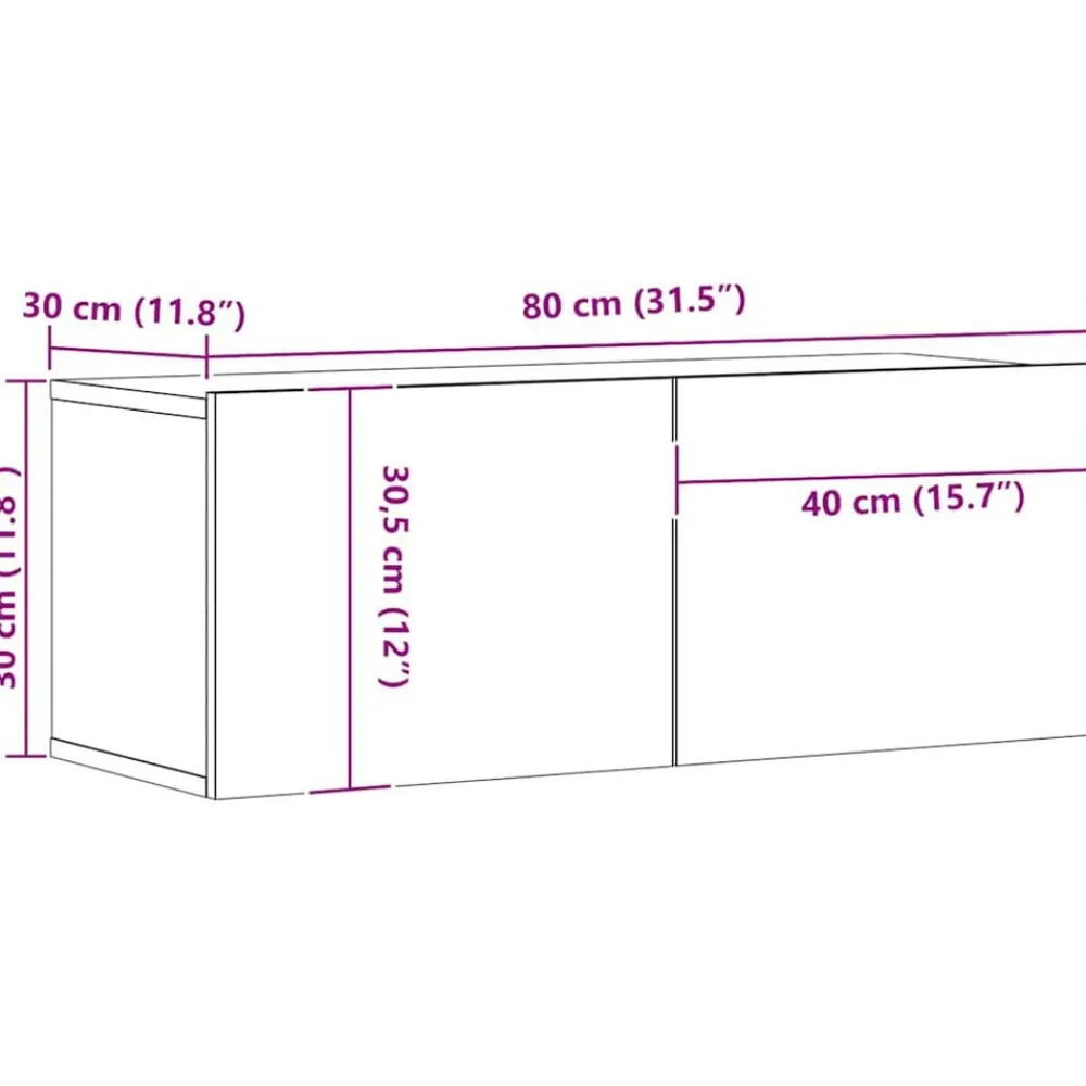 vidaXL Mueble TV de pared madera ingeniería 80x30x30 cm Roble artisan Discount