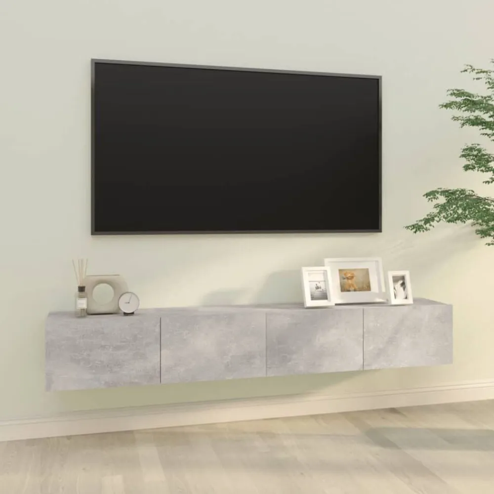 vidaXL Mueble TV de pared 2 uds madera contrachapada gris 100x30x30cm Gris hormigón Clearance