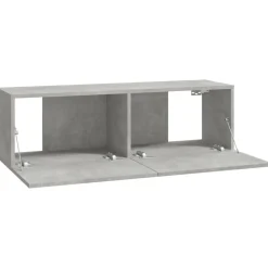 vidaXL Mueble TV de pared 2 uds madera contrachapada gris 100x30x30cm Gris hormigón Clearance