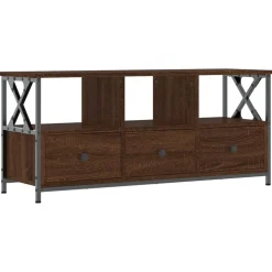 vidaXL Mueble TV hierro madera contrachapada roble marrón 102x33x45 cm Marrón roble New