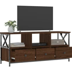 vidaXL Mueble TV hierro madera contrachapada roble marrón 102x33x45 cm Marrón roble New