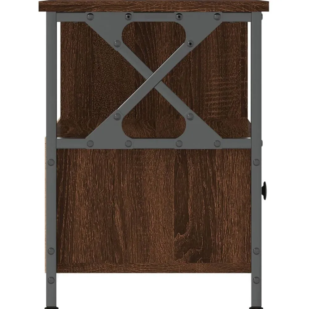 vidaXL Mueble TV hierro madera contrachapada roble marrón 102x33x45 cm Marrón roble New