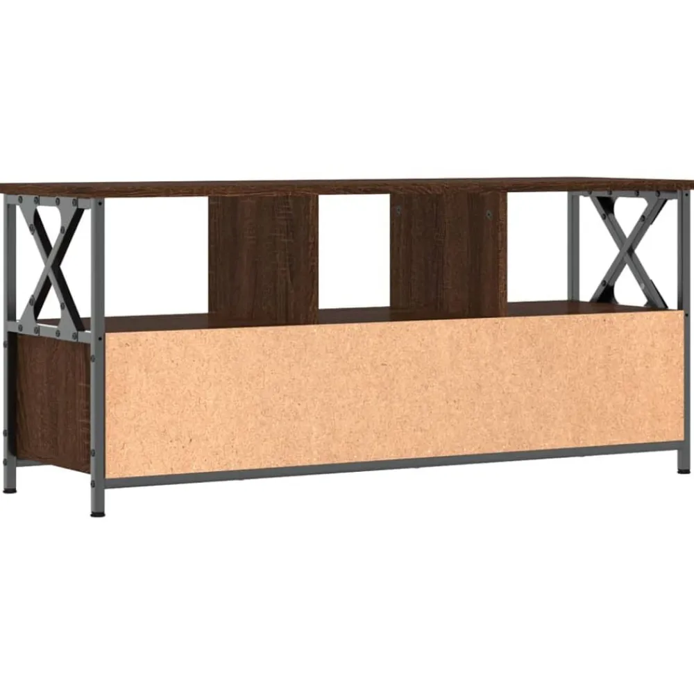 vidaXL Mueble TV hierro madera contrachapada roble marrón 102x33x45 cm Marrón roble New