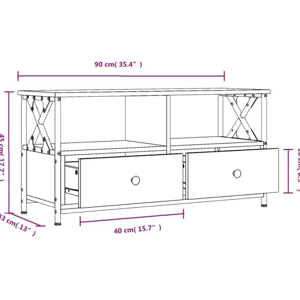 vidaXL Muebles Tv-Mueble TV hierro y madera contrachapada 90x33x45 cm