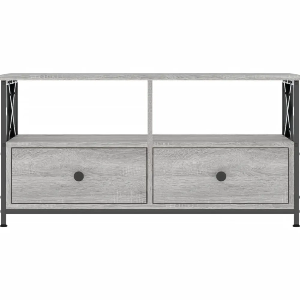 vidaXL Muebles Tv-Mueble TV hierro y madera contrachapada 90x33x45 cm