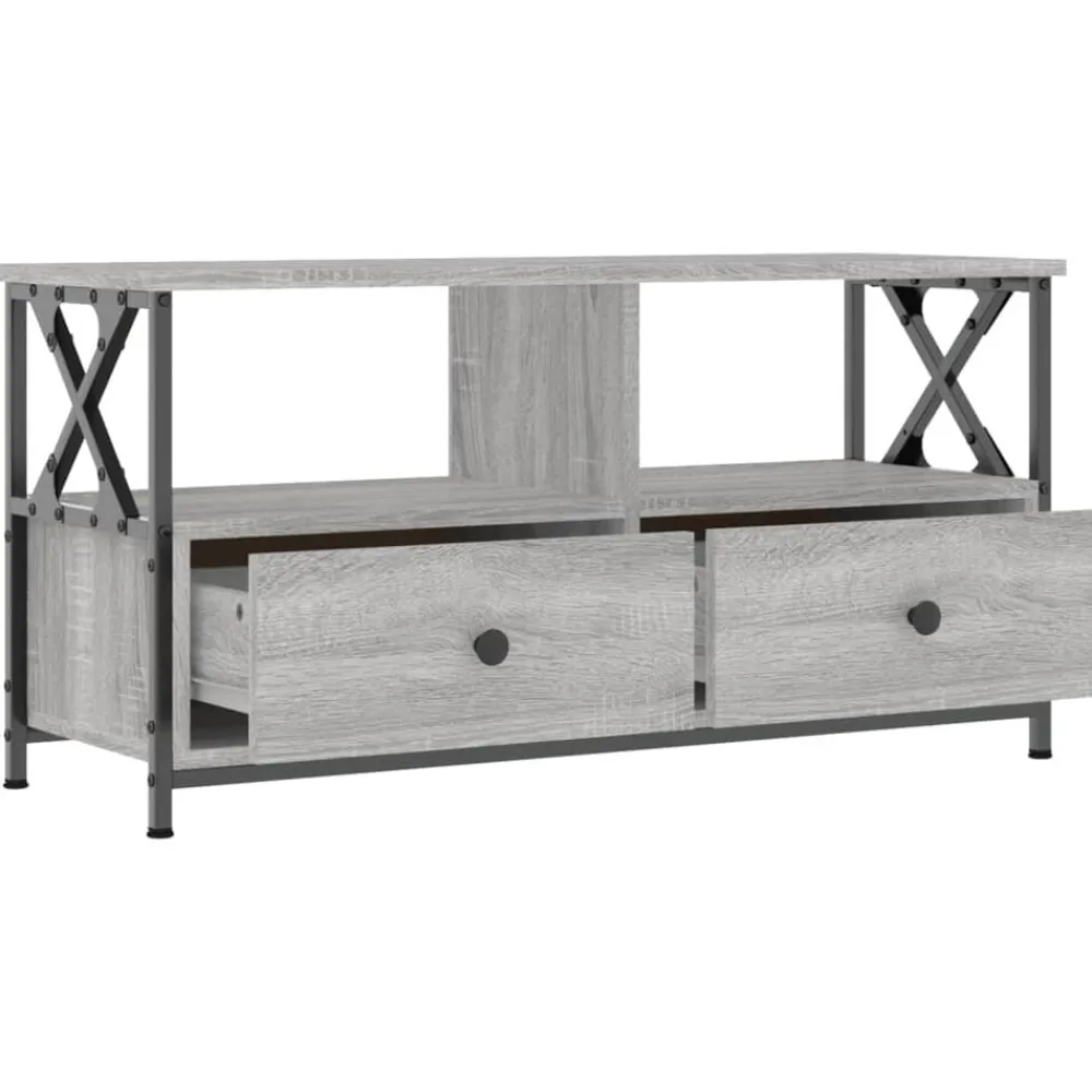 vidaXL Muebles Tv-Mueble TV hierro y madera contrachapada 90x33x45 cm