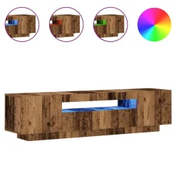 vidaXL Mueble TV luces LED madera ingeniería envejecida 160x35x40 cm Madera antigua Hot