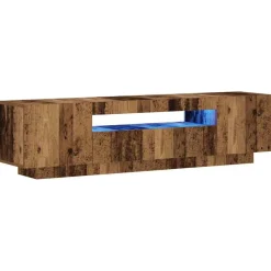 vidaXL Mueble TV luces LED madera ingeniería envejecida 160x35x40 cm Madera antigua Hot