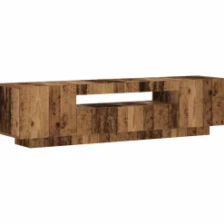 vidaXL Mueble TV luces LED madera ingeniería envejecida 160x35x40 cm Madera antigua Hot