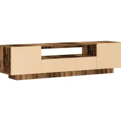 vidaXL Mueble TV luces LED madera ingeniería envejecida 160x35x40 cm Madera antigua Hot