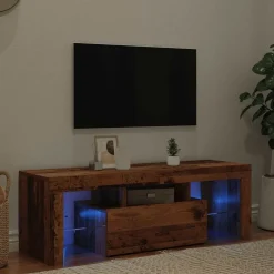 vidaXL Mueble TV luces LED madera ingeniería envejecida 120x36,5x40 cm Madera antigua Sale