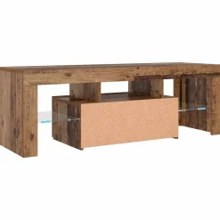 vidaXL Mueble TV luces LED madera ingeniería envejecida 120x36,5x40 cm Madera antigua Sale