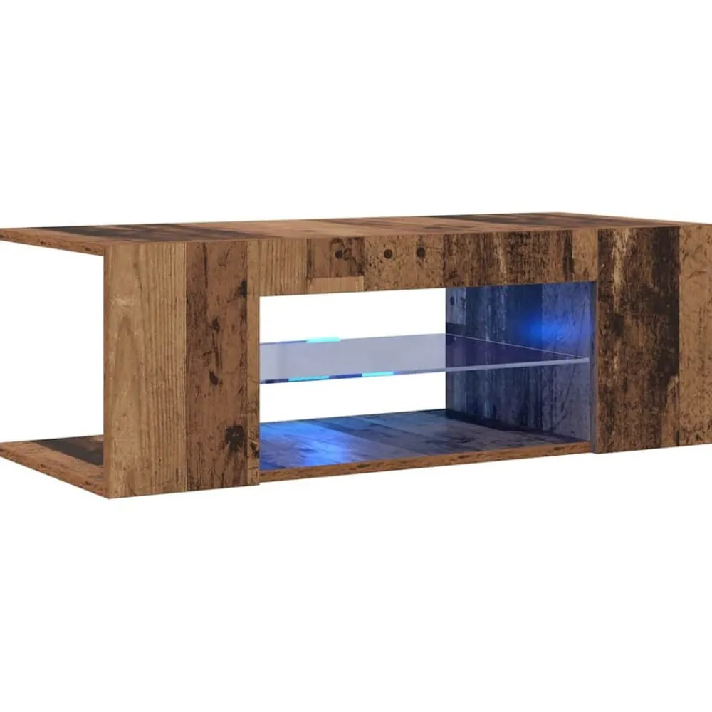 vidaXL Muebles Tv-Mueble TV luces LED madera ingeniería envejecida 90x39x30 cm